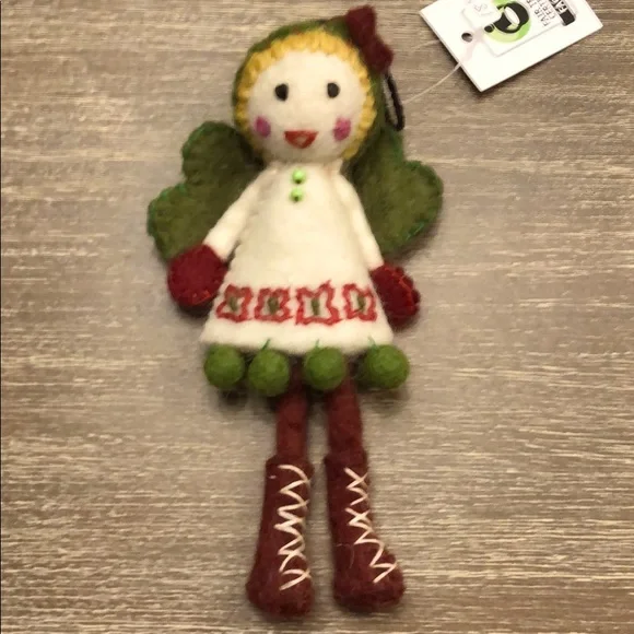 Sold. Icelandic Wool Green Fairy Ornament - Picture 3 of 7